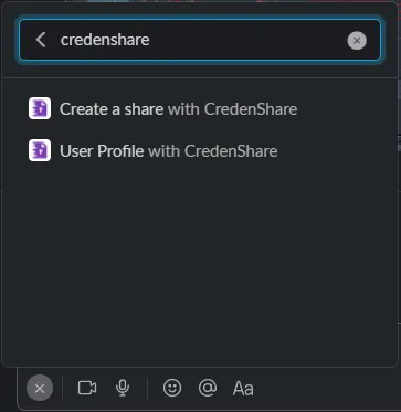 CredenShare Slack Shortcuts Menu