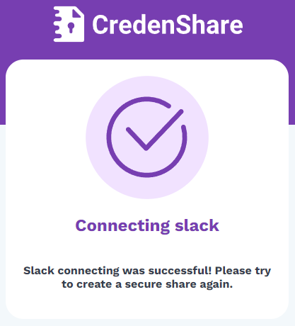 CredenShare Slack App Connection Successful