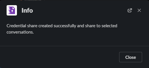 CredenShare Slack App Creation Confirmation